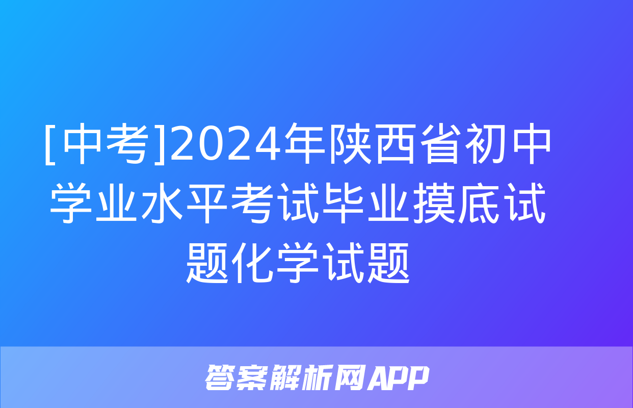 [中考]2024年陕西省初中学业水平考试毕业摸底试题化学试题