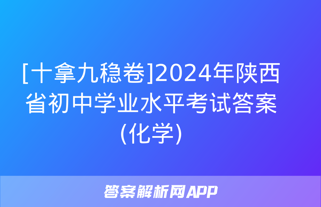 [十拿九稳卷]2024年陕西省初中学业水平考试答案(化学)