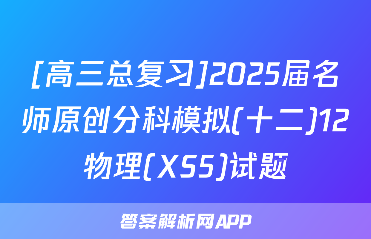 [高三总复习]2025届名师原创分科模拟(十二)12物理(XS5)试题