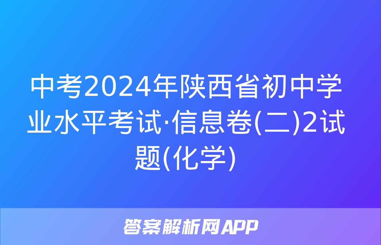 中考2024年陕西省初中学业水平考试·信息卷(二)2试题(化学)