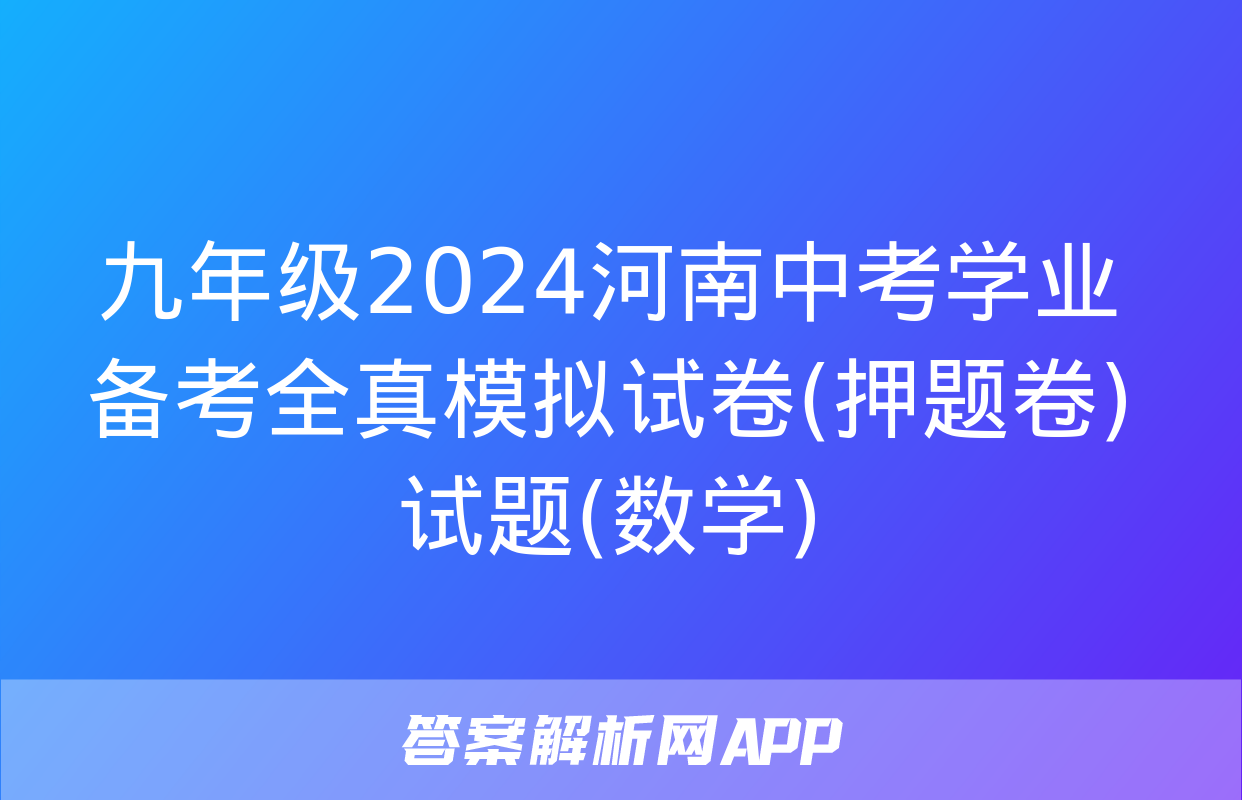 九年级2024河南中考学业备考全真模拟试卷(押题卷)试题(数学)