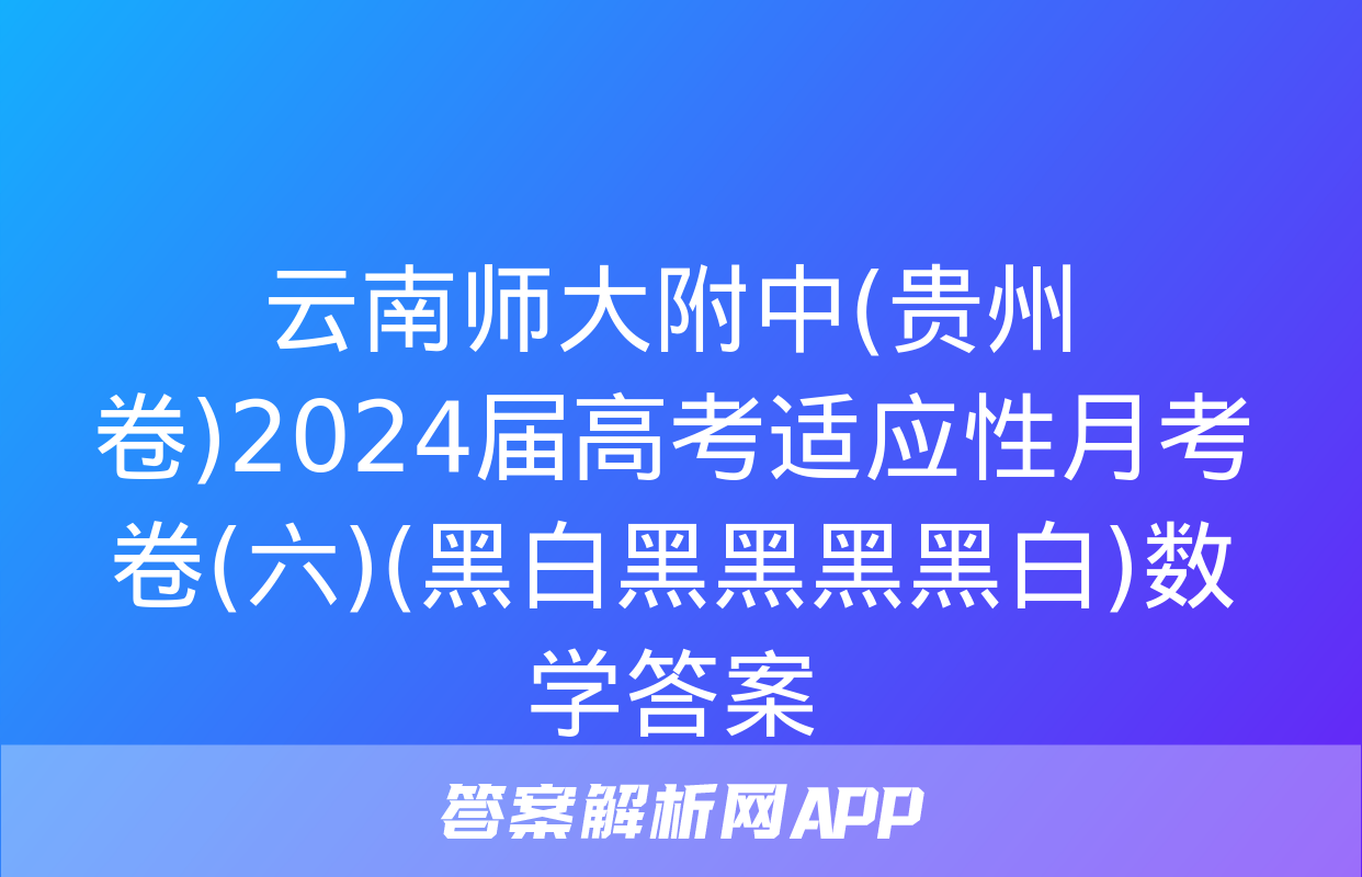 云南师大附中(贵州卷)2024届高考适应性月考卷(六)(黑白黑黑黑黑白)数学答案