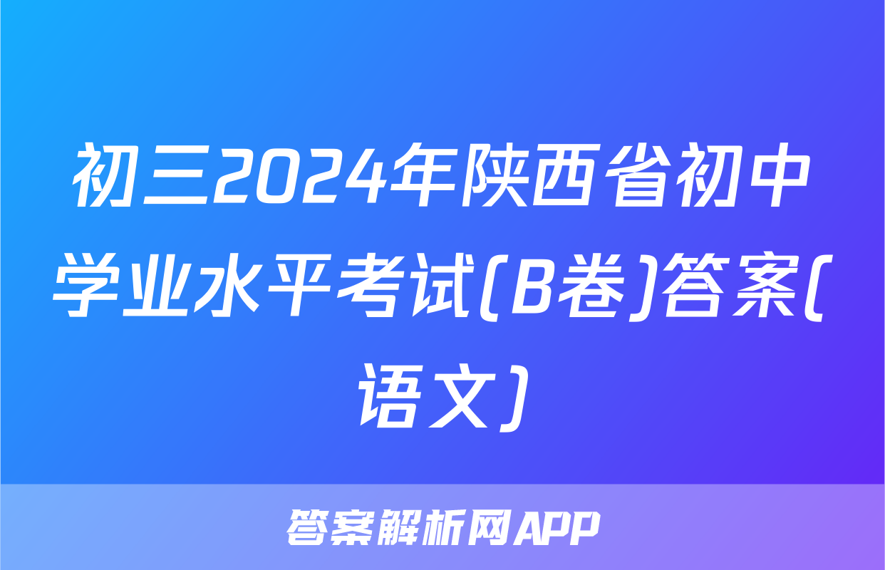 初三2024年陕西省初中学业水平考试(B卷)答案(语文)