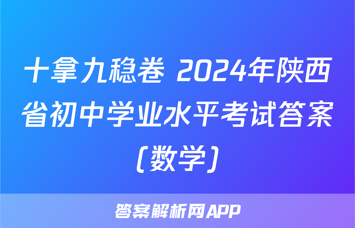 十拿九稳卷 2024年陕西省初中学业水平考试答案(数学)
