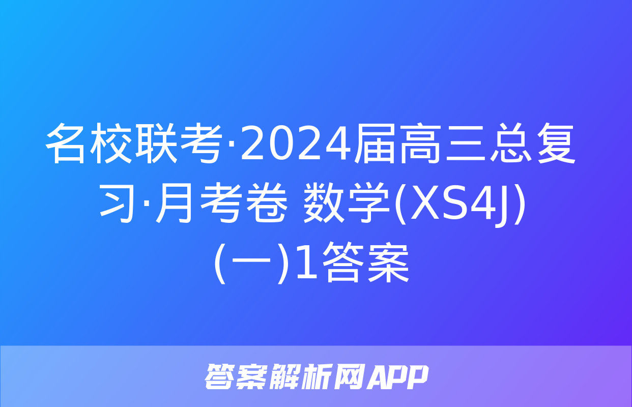 名校联考·2024届高三总复习·月考卷 数学(XS4J)(一)1答案