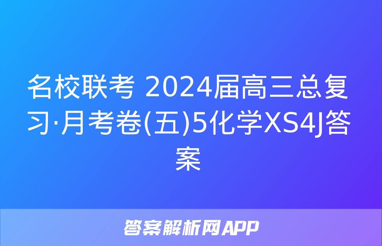 名校联考 2024届高三总复习·月考卷(五)5化学XS4J答案