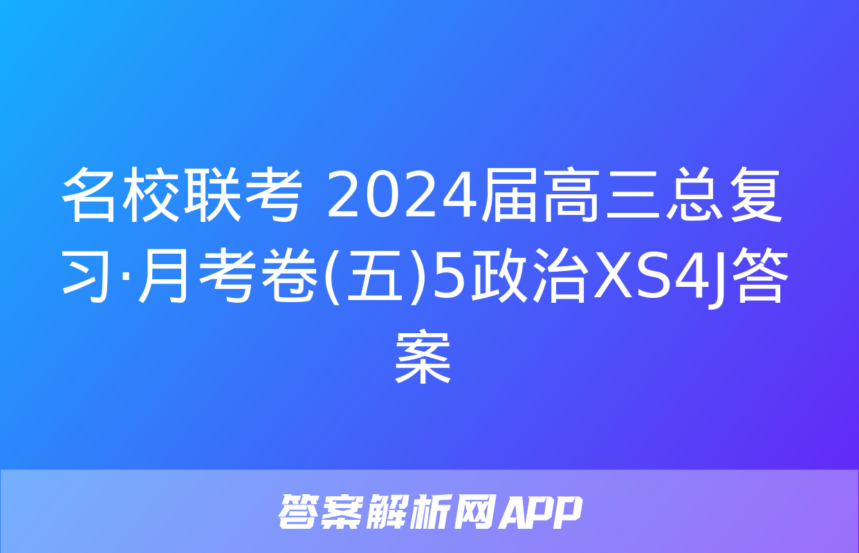 名校联考 2024届高三总复习·月考卷(五)5政治XS4J答案