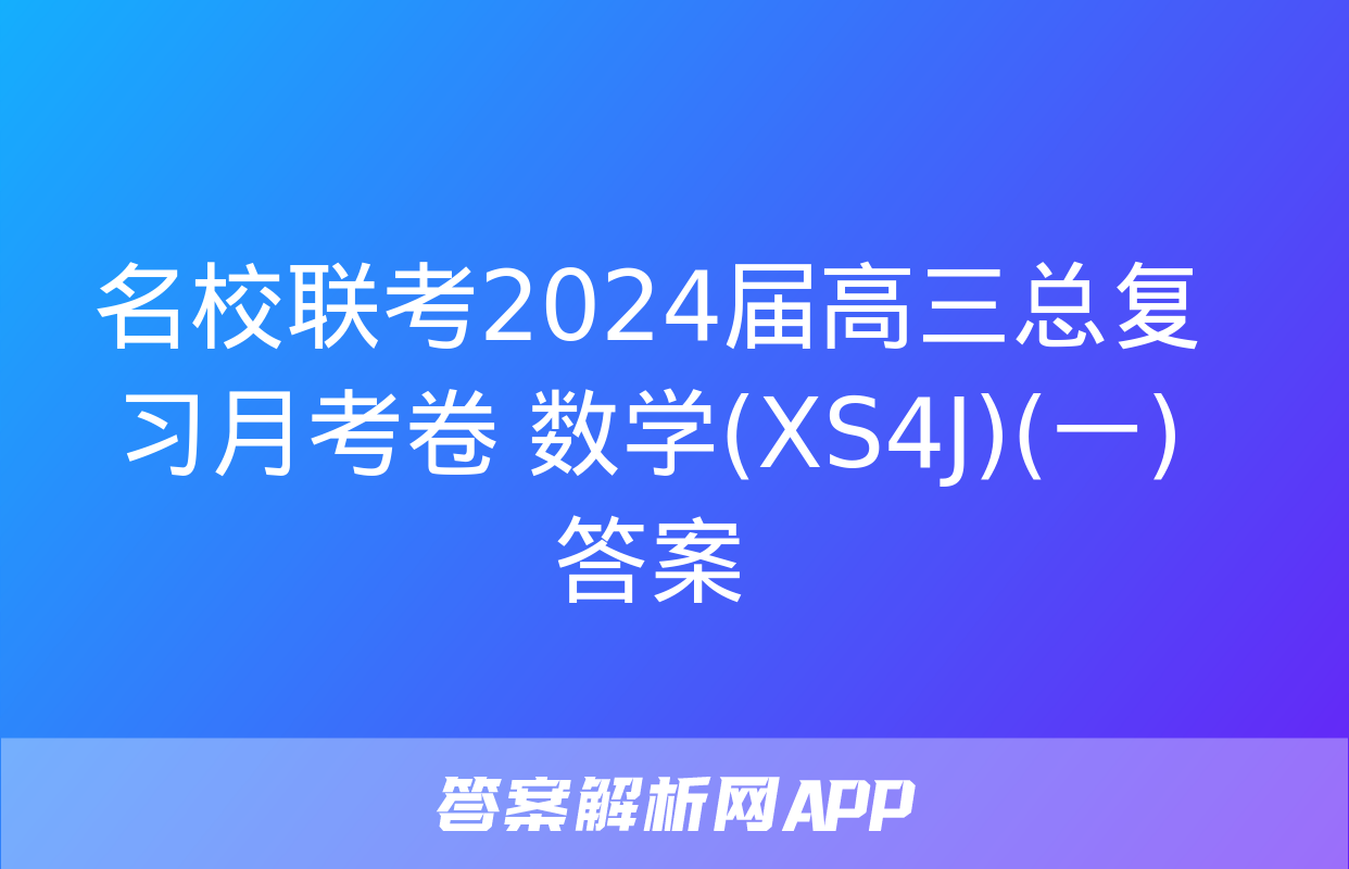 名校联考2024届高三总复习月考卷 数学(XS4J)(一)答案