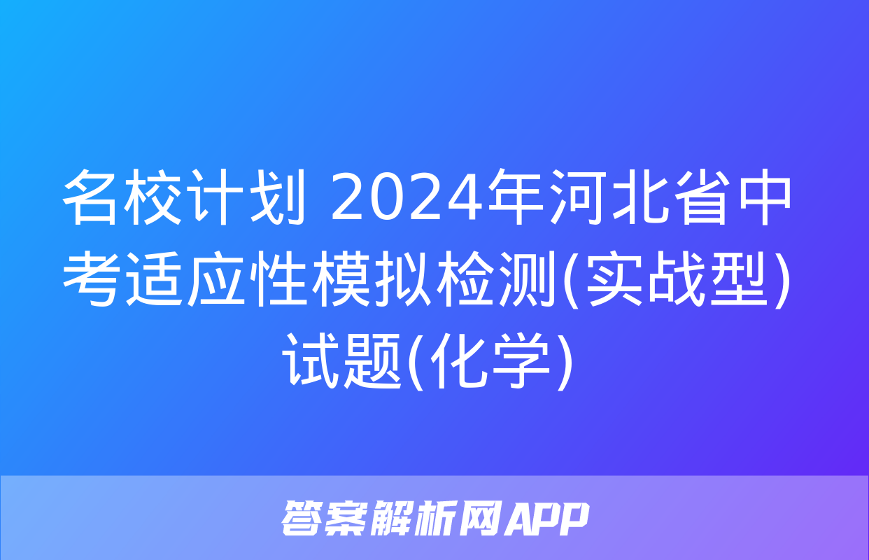 名校计划 2024年河北省中考适应性模拟检测(实战型)试题(化学)