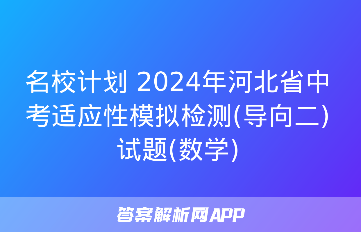 名校计划 2024年河北省中考适应性模拟检测(导向二)试题(数学)