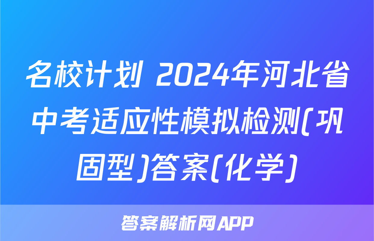 名校计划 2024年河北省中考适应性模拟检测(巩固型)答案(化学)