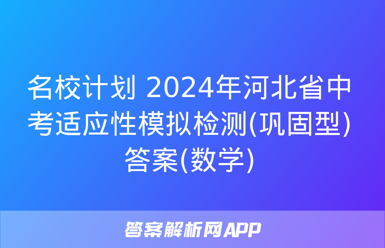 名校计划 2024年河北省中考适应性模拟检测(巩固型)答案(数学)