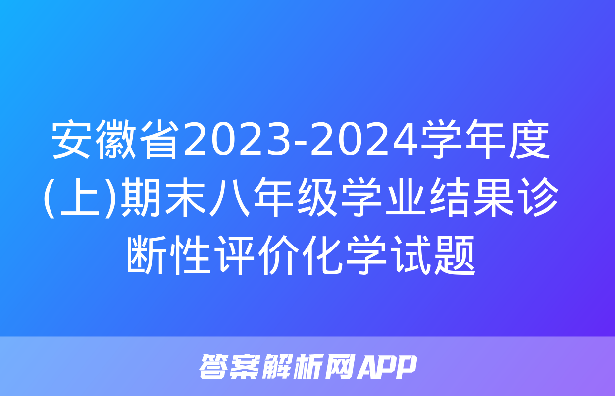 安徽省2023-2024学年度(上)期末八年级学业结果诊断性评价化学试题