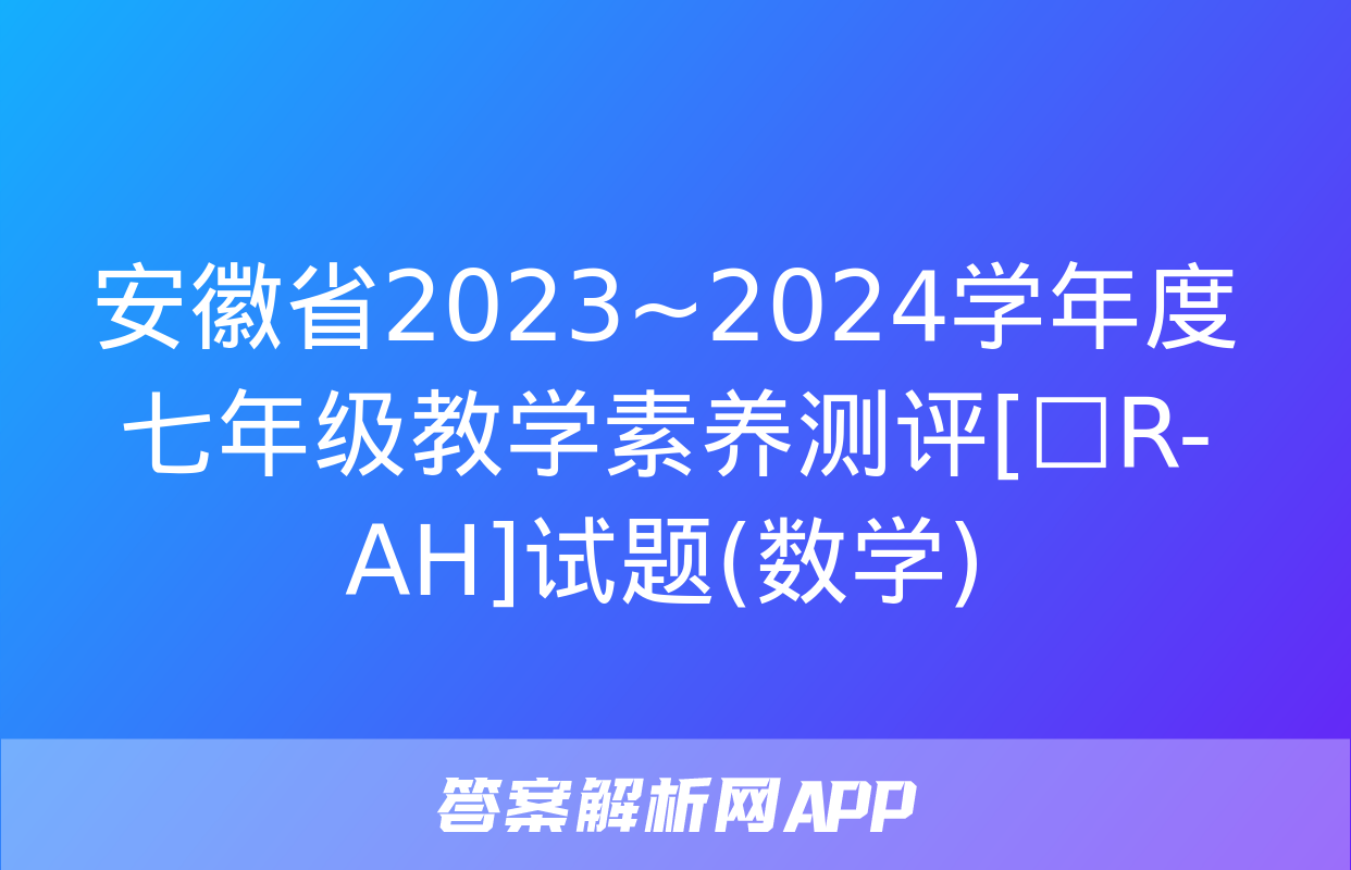 安徽省2023~2024学年度七年级教学素养测评[☐R-AH]试题(数学)