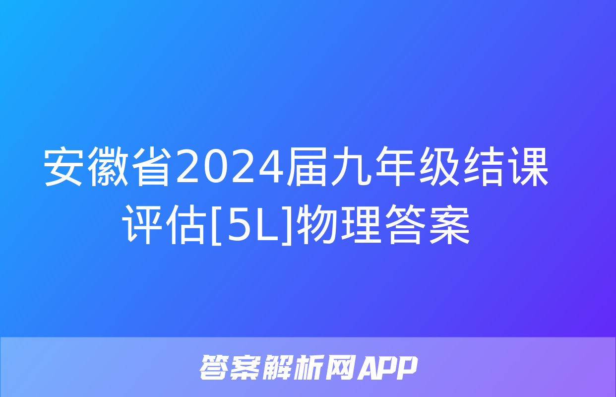 安徽省2024届九年级结课评估[5L]物理答案