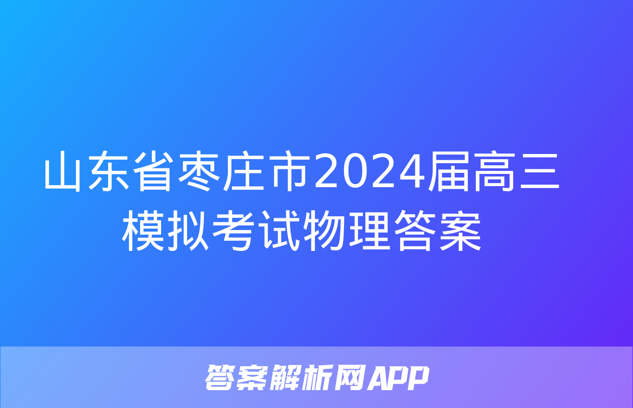 山东省枣庄市2024届高三模拟考试物理答案