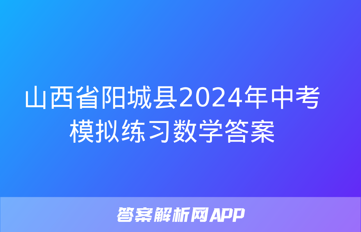 山西省阳城县2024年中考模拟练习数学答案