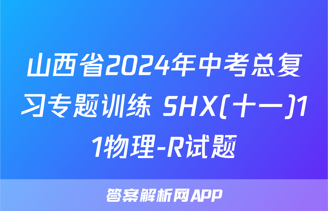 山西省2024年中考总复习专题训练 SHX(十一)11物理-R试题