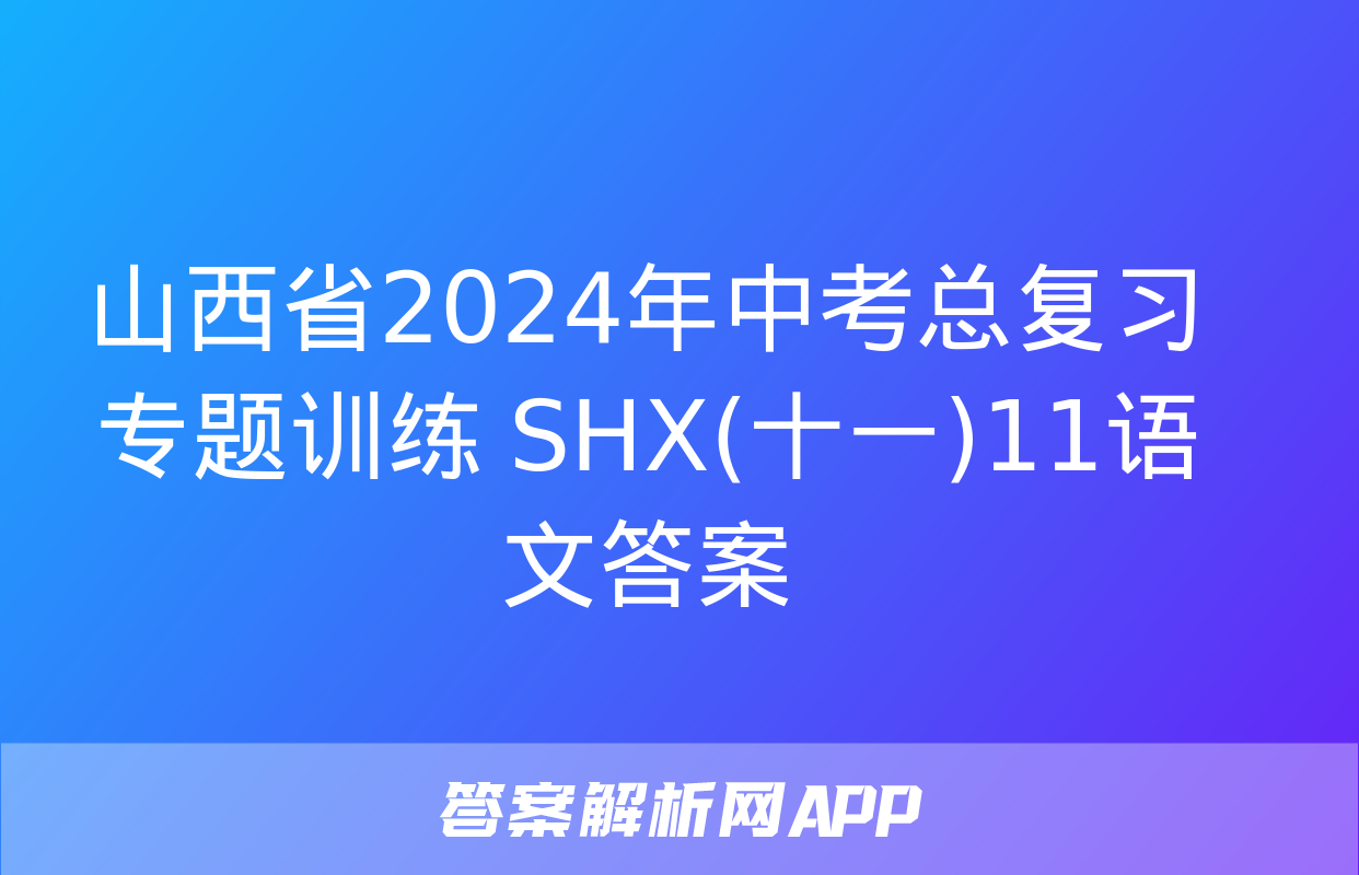 山西省2024年中考总复习专题训练 SHX(十一)11语文答案