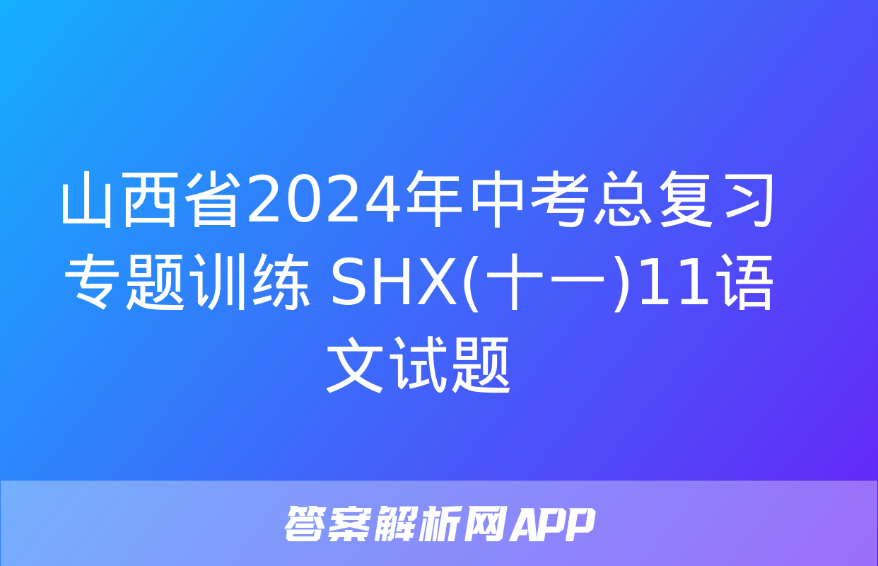 山西省2024年中考总复习专题训练 SHX(十一)11语文试题