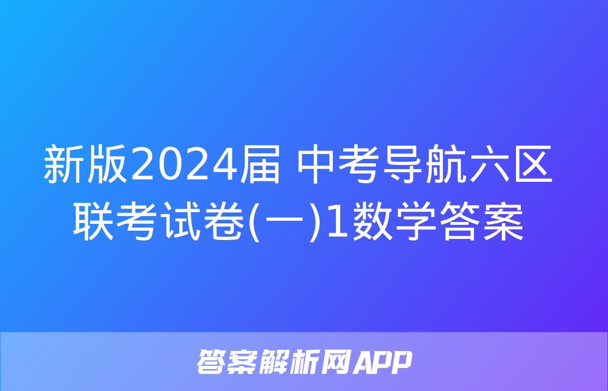 新版2024届 中考导航六区联考试卷(一)1数学答案