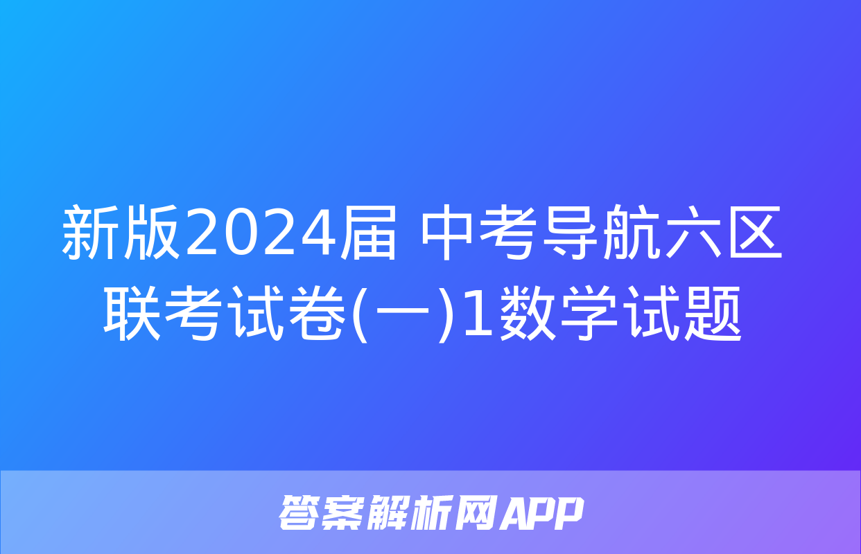 新版2024届 中考导航六区联考试卷(一)1数学试题