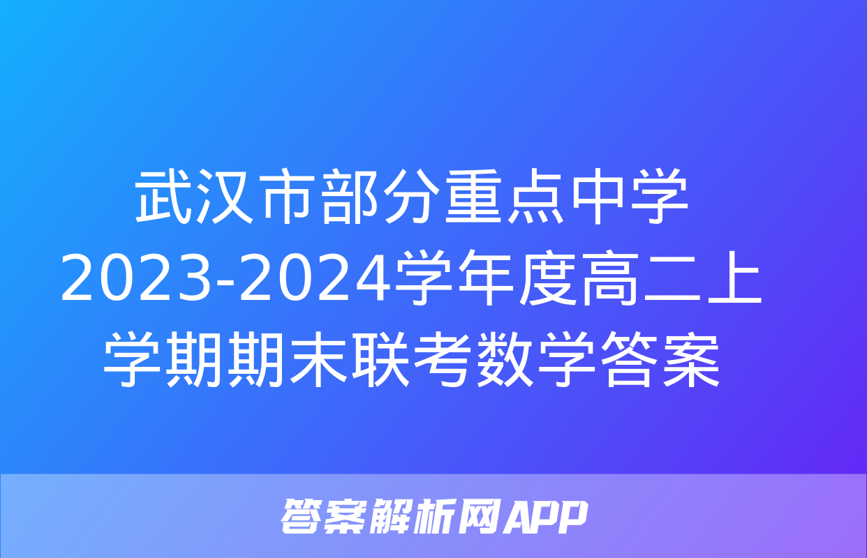 武汉市部分重点中学2023-2024学年度高二上学期期末联考数学答案