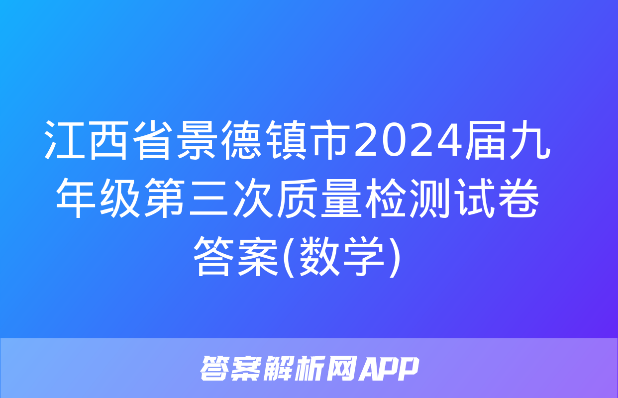 江西省景德镇市2024届九年级第三次质量检测试卷答案(数学)