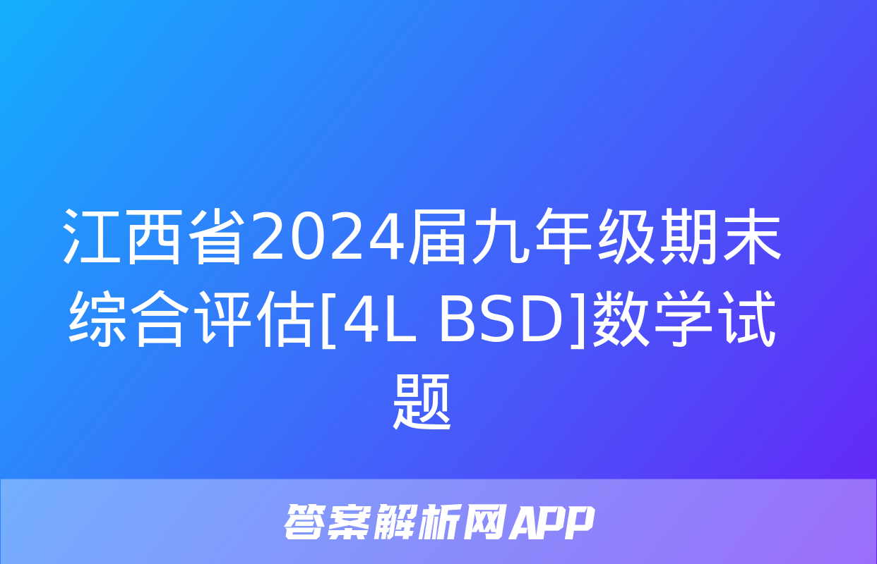 江西省2024届九年级期末综合评估[4L BSD]数学试题