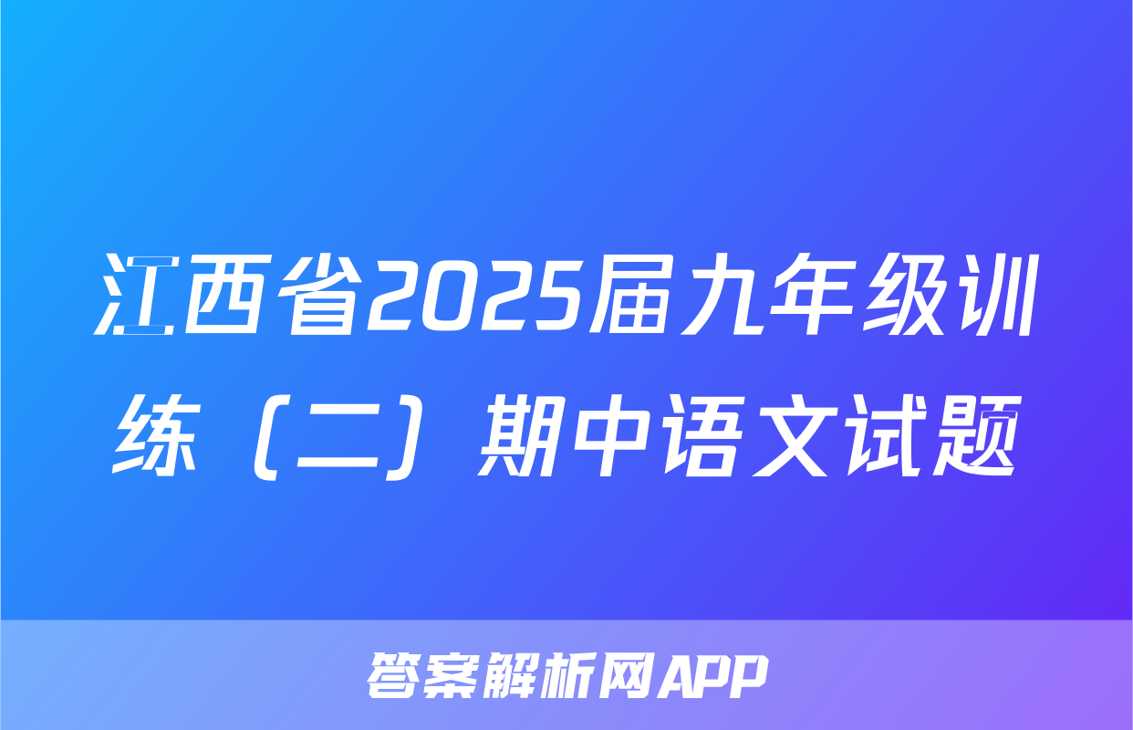 江西省2025届九年级训练（二）期中语文试题
