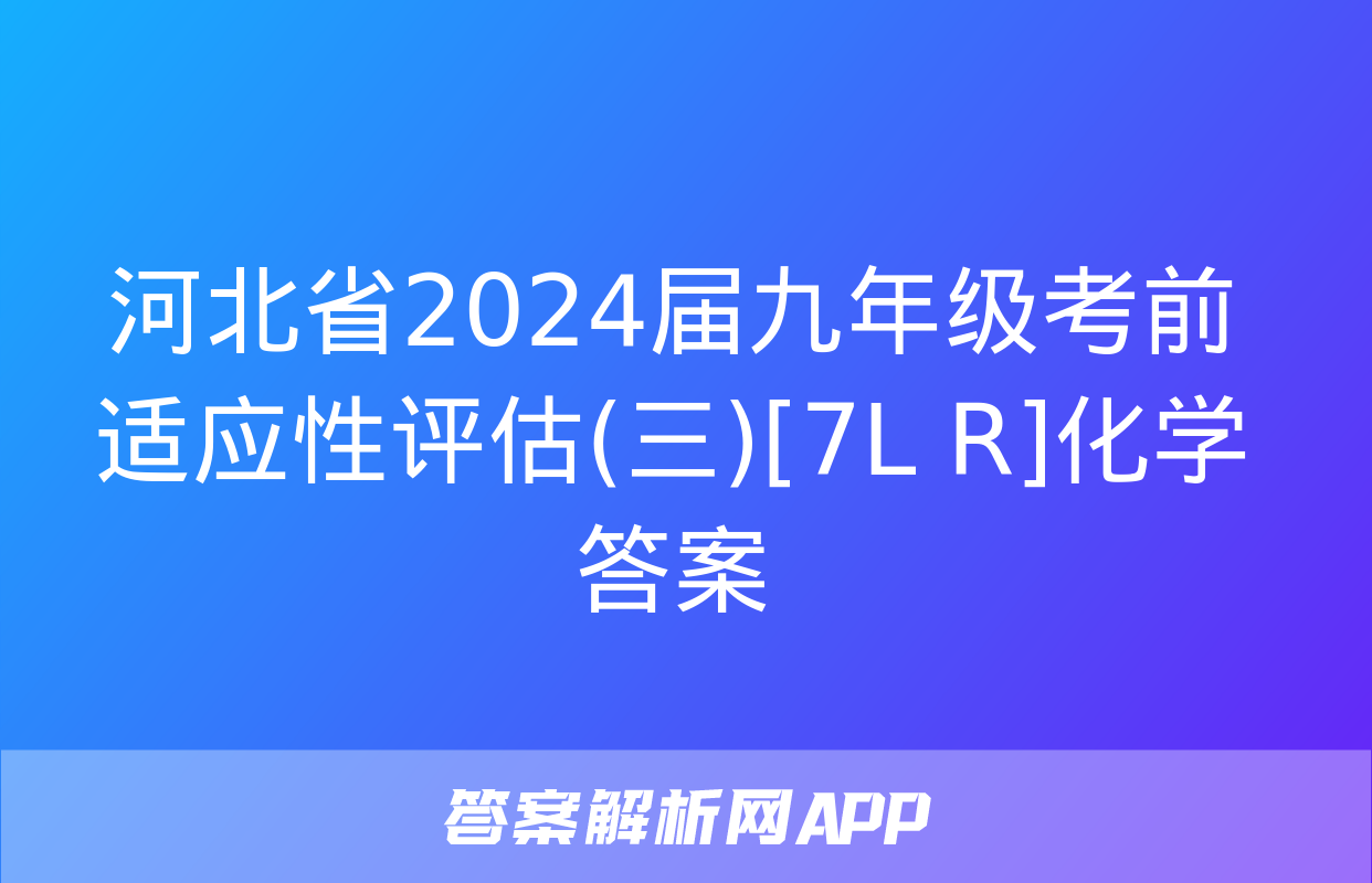 河北省2024届九年级考前适应性评估(三)[7L R]化学答案