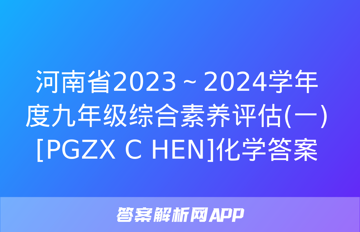 河南省2023～2024学年度九年级综合素养评估(一)[PGZX C HEN]化学答案