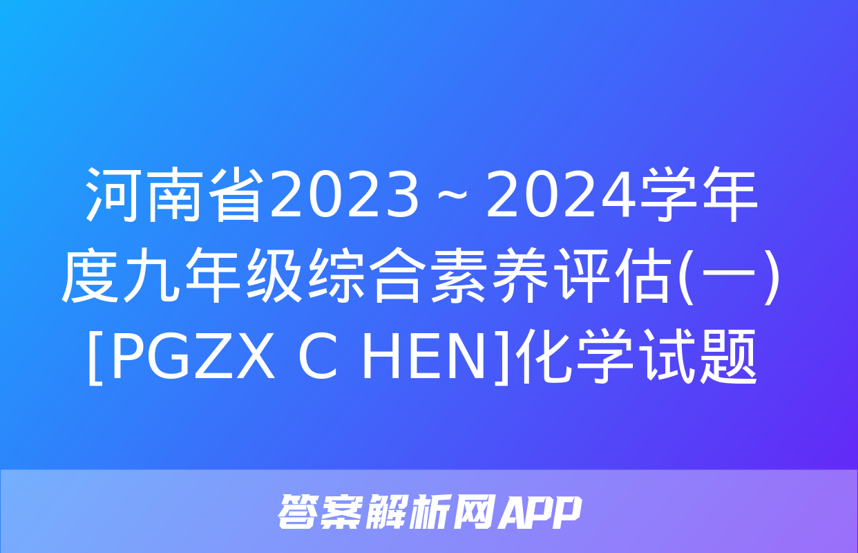 河南省2023～2024学年度九年级综合素养评估(一)[PGZX C HEN]化学试题