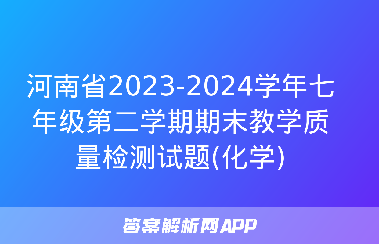 河南省2023-2024学年七年级第二学期期末教学质量检测试题(化学)