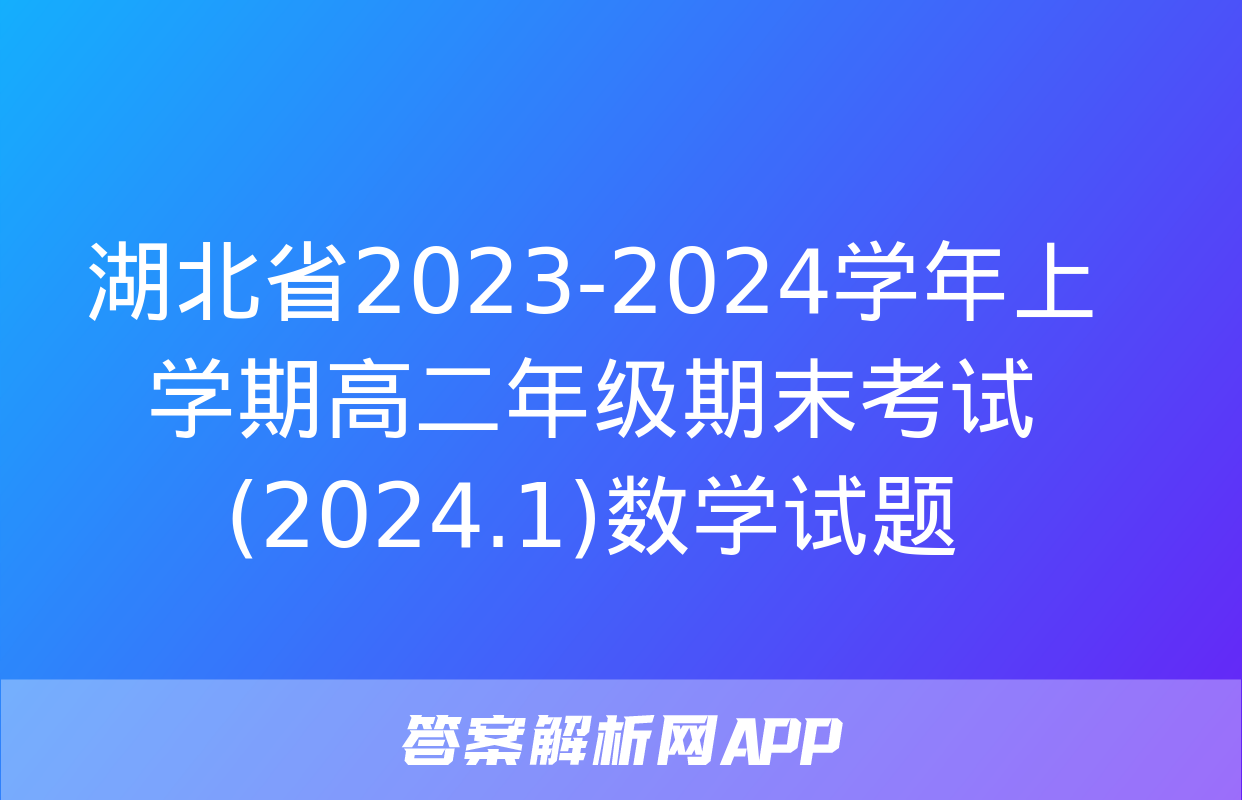 湖北省2023-2024学年上学期高二年级期末考试(2024.1)数学试题