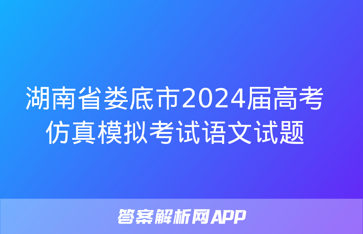 湖南省娄底市2024届高考仿真模拟考试语文试题