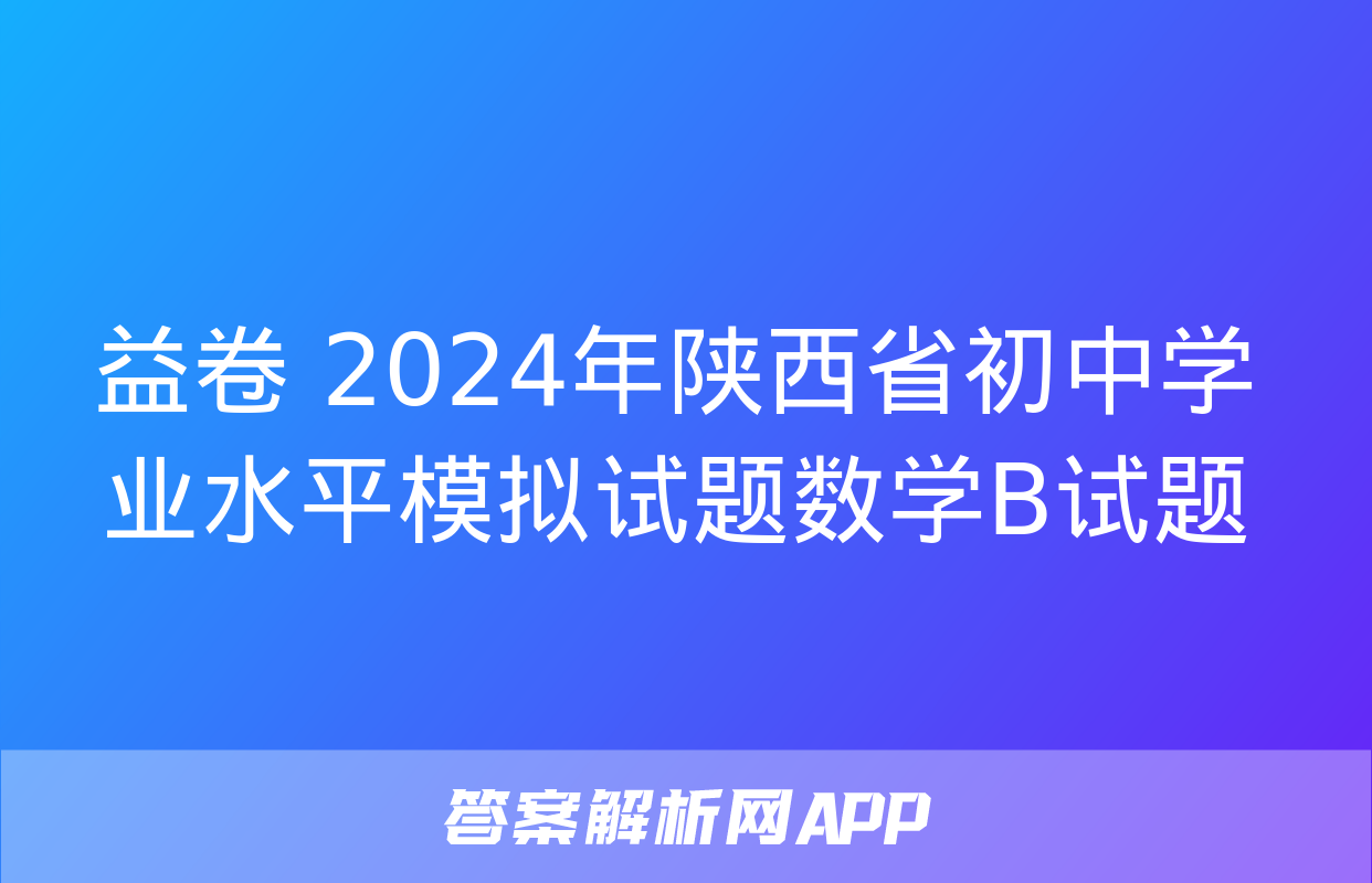 益卷 2024年陕西省初中学业水平模拟试题数学B试题