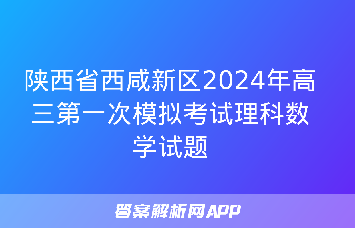 陕西省西咸新区2024年高三第一次模拟考试理科数学试题