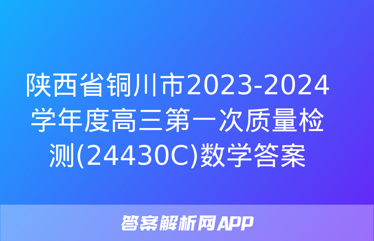 陕西省铜川市2023-2024学年度高三第一次质量检测(24430C)数学答案