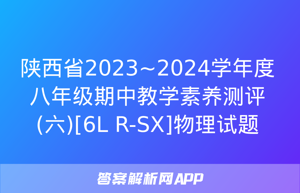 陕西省2023~2024学年度八年级期中教学素养测评(六)[6L R-SX]物理试题