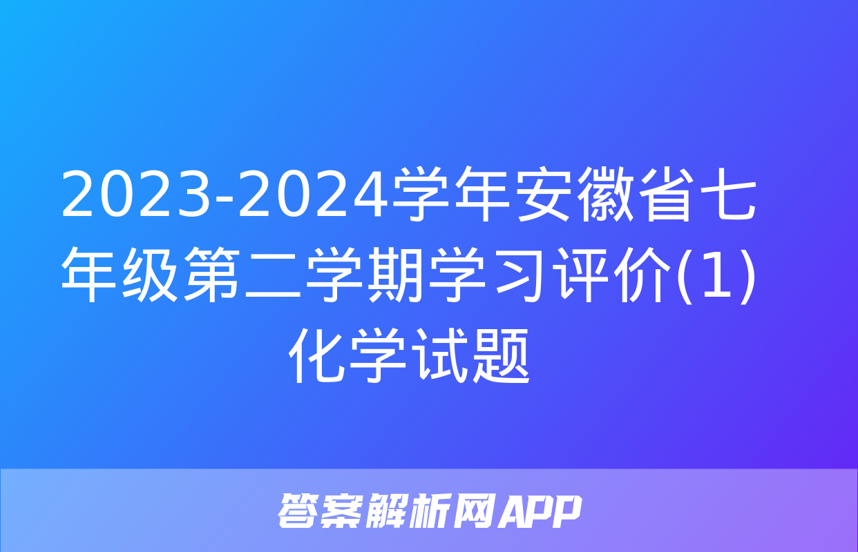 2023-2024学年安徽省七年级第二学期学习评价(1)化学试题