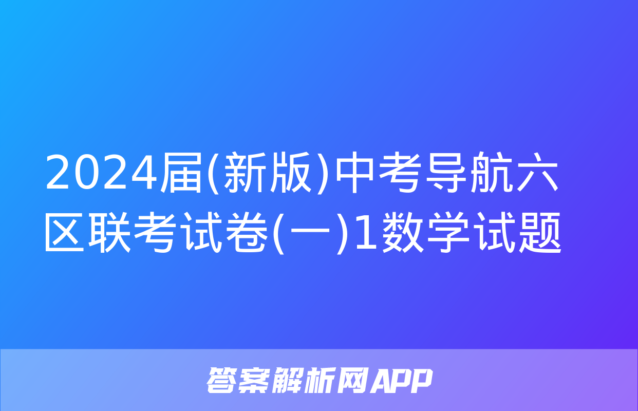 2024届(新版)中考导航六区联考试卷(一)1数学试题