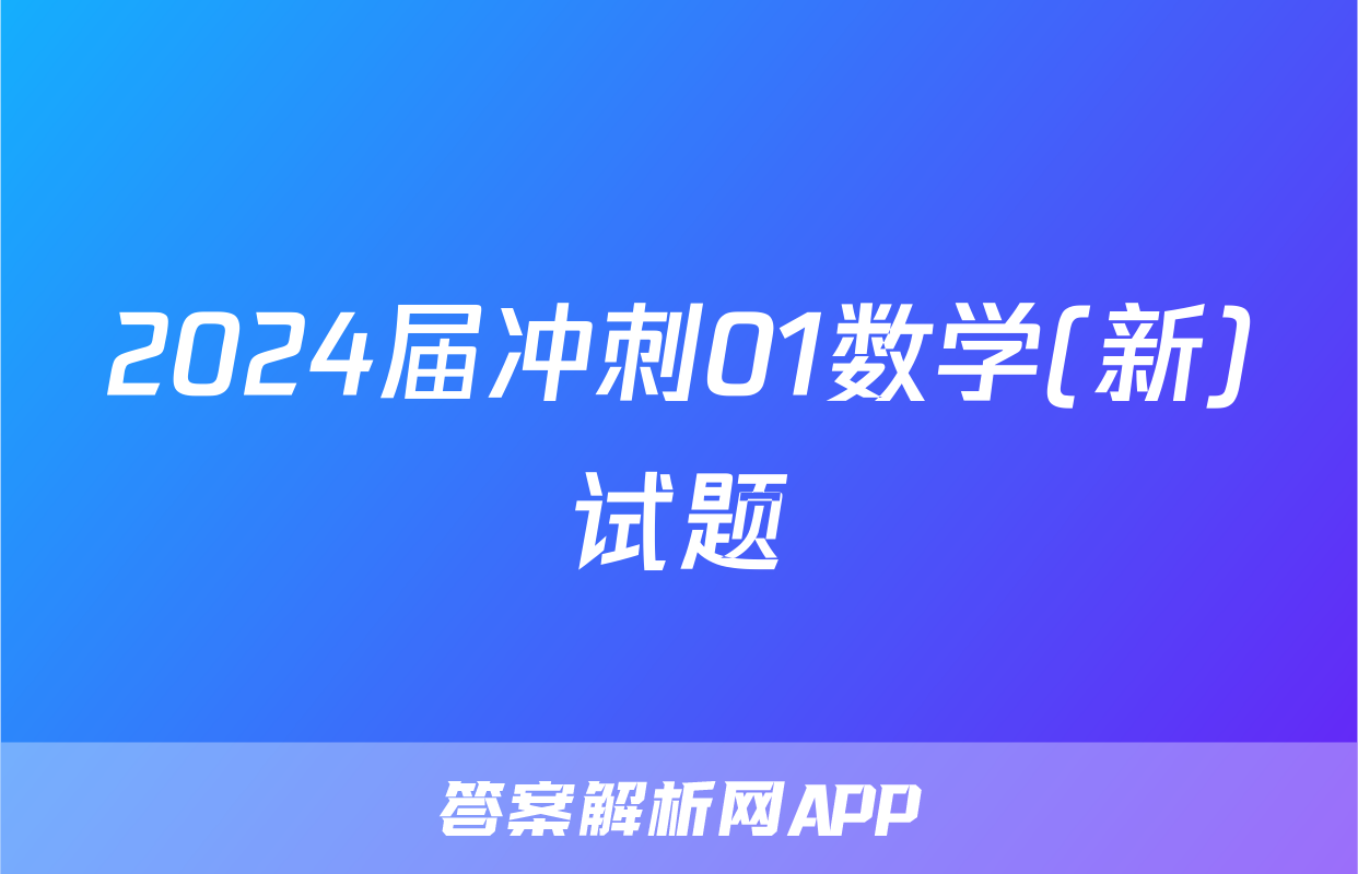 2024届冲刺01数学(新)试题