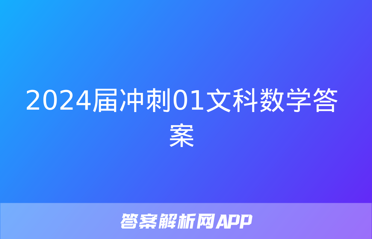 2024届冲刺01文科数学答案