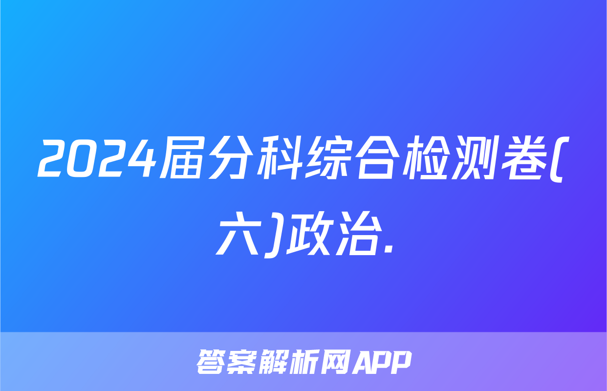 2024届分科综合检测卷(六)政治.