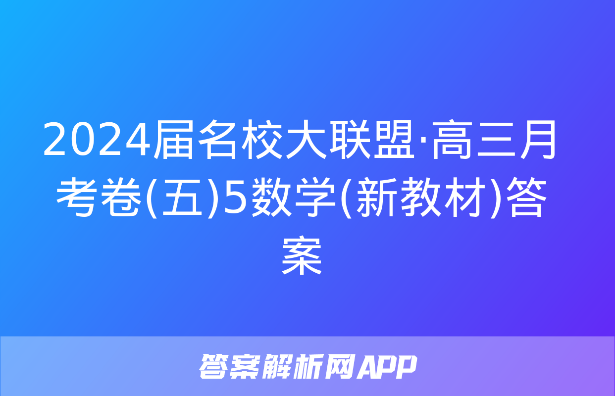 2024届名校大联盟·高三月考卷(五)5数学(新教材)答案