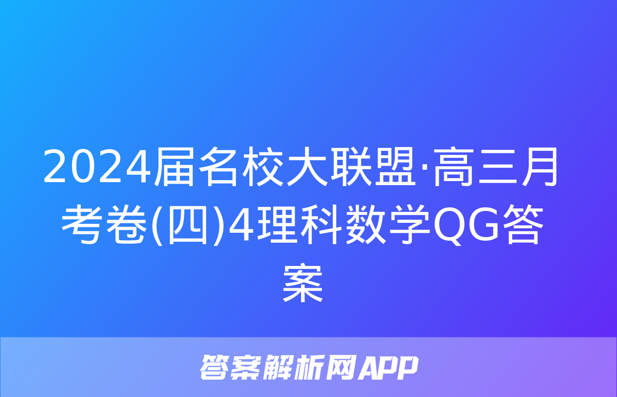 2024届名校大联盟·高三月考卷(四)4理科数学QG答案