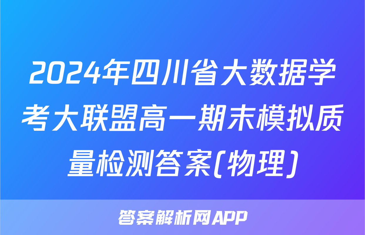 2024年四川省大数据学考大联盟高一期末模拟质量检测答案(物理)