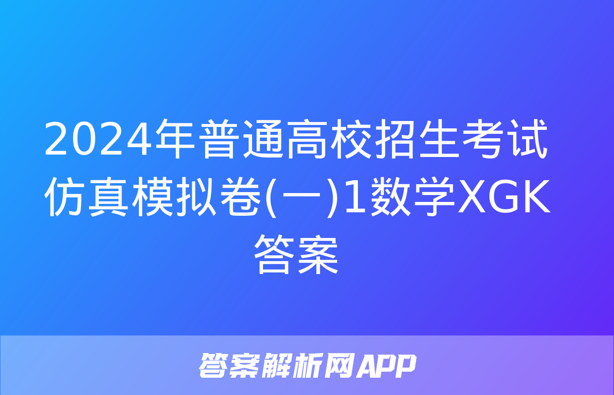 2024年普通高校招生考试仿真模拟卷(一)1数学XGK答案