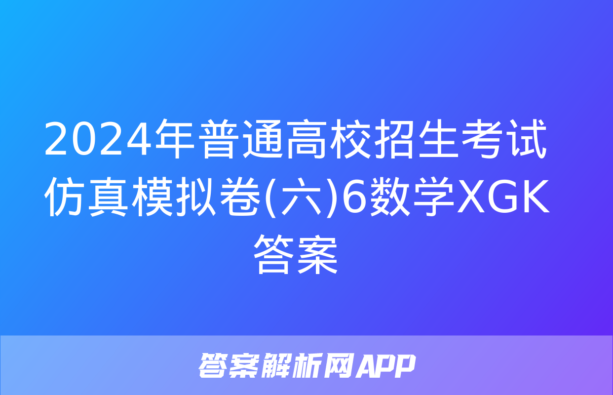 2024年普通高校招生考试仿真模拟卷(六)6数学XGK答案